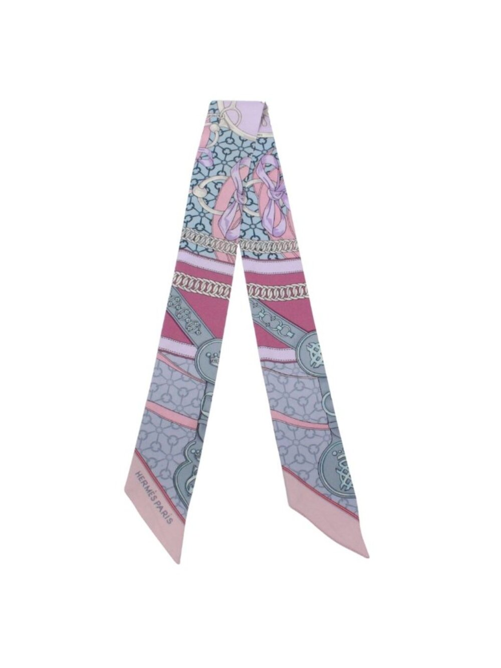Hermes Twilly la Promenade du Matin Morning Walk Silk Purple Pink Blue Scarf - Picture 2 of 8